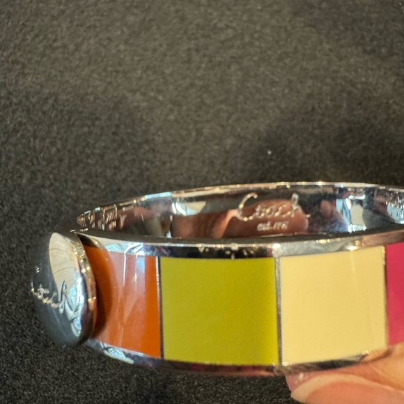 Coach retired colorful signature stripe enamel bangle bracelet - Picture 12 of 13